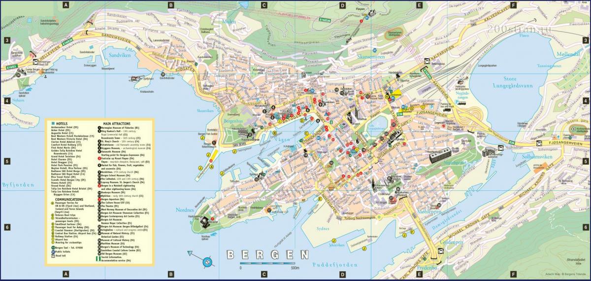 bergen Norvégia város térkép