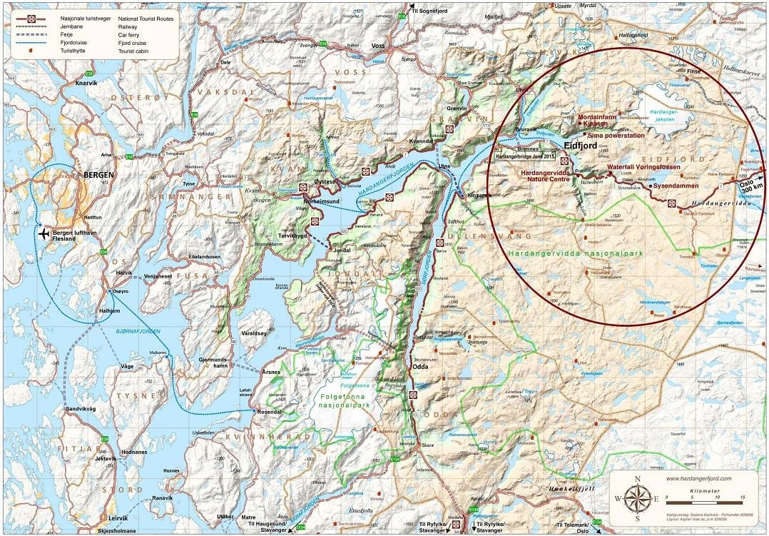 hardangerfjord Norvégia térkép