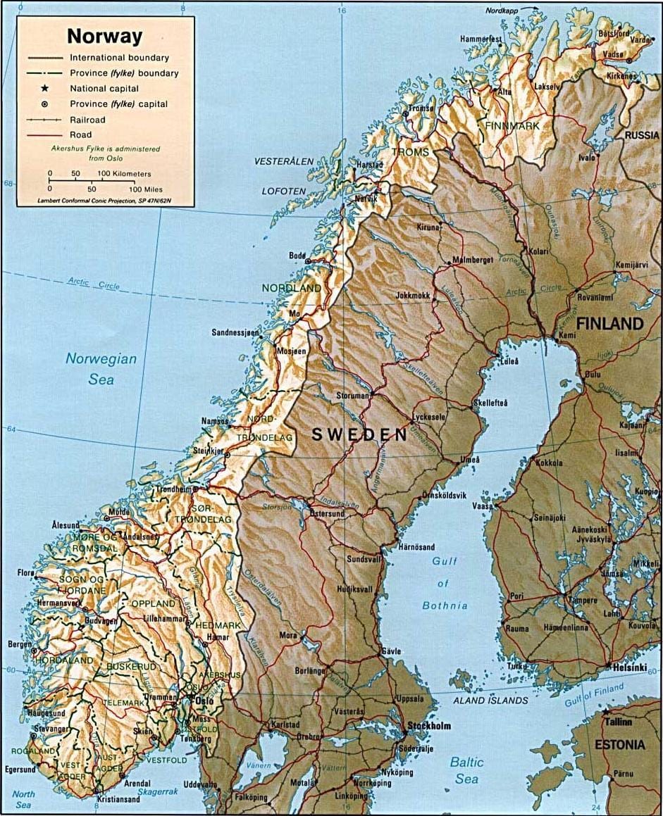 Térkép a Norvég hegyekben