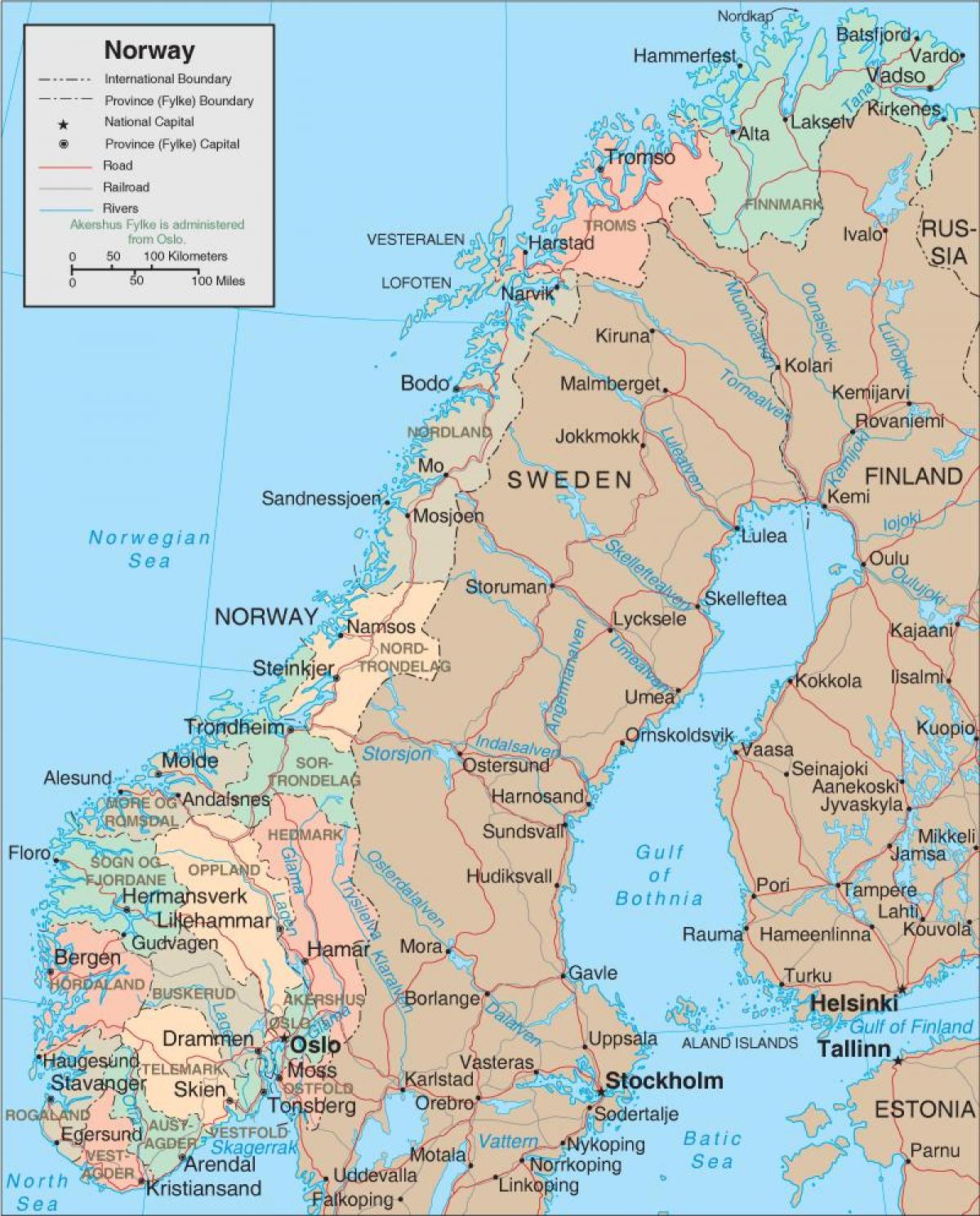 egy térkép Norvégia
