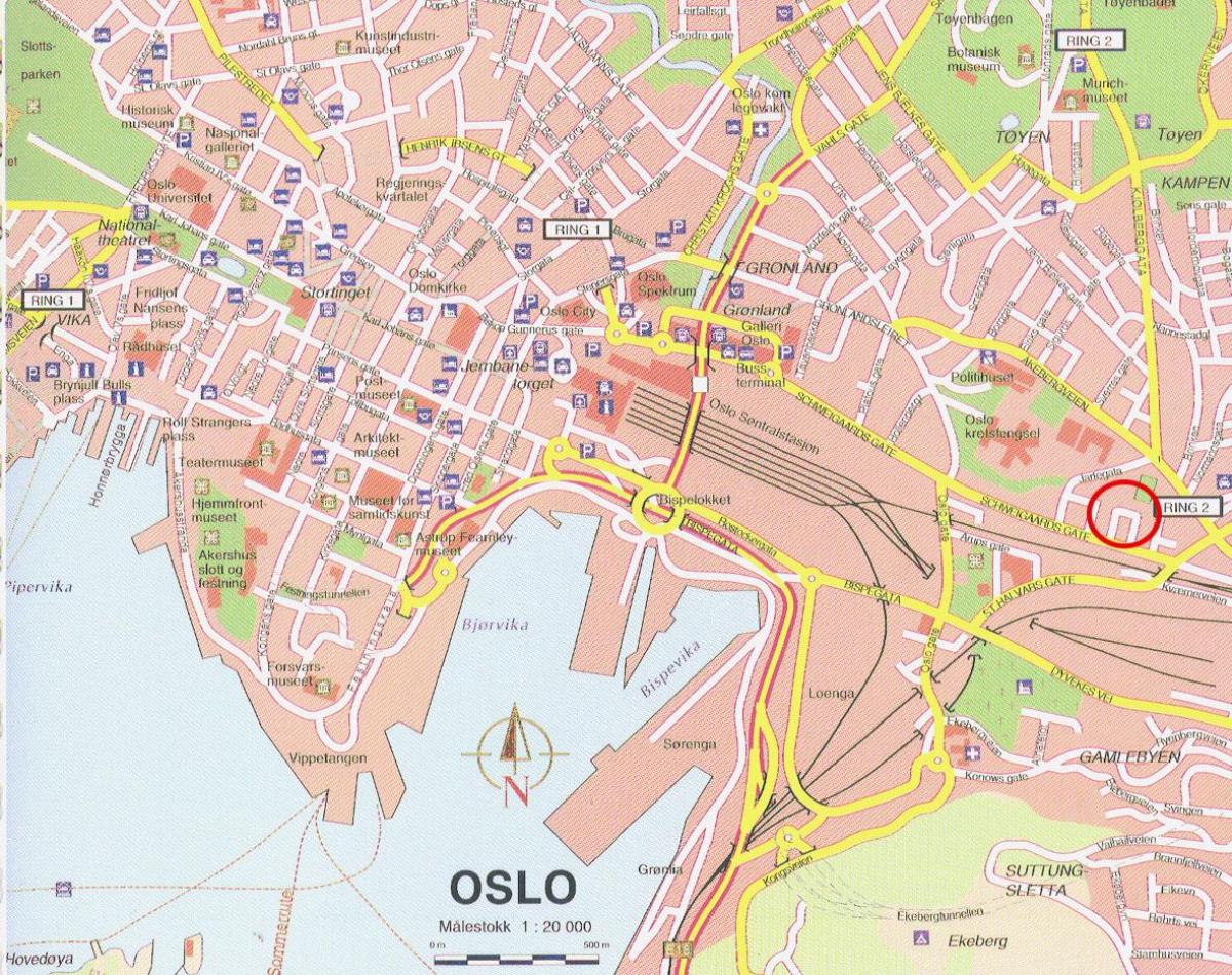 térkép oslo, Norvégia city center