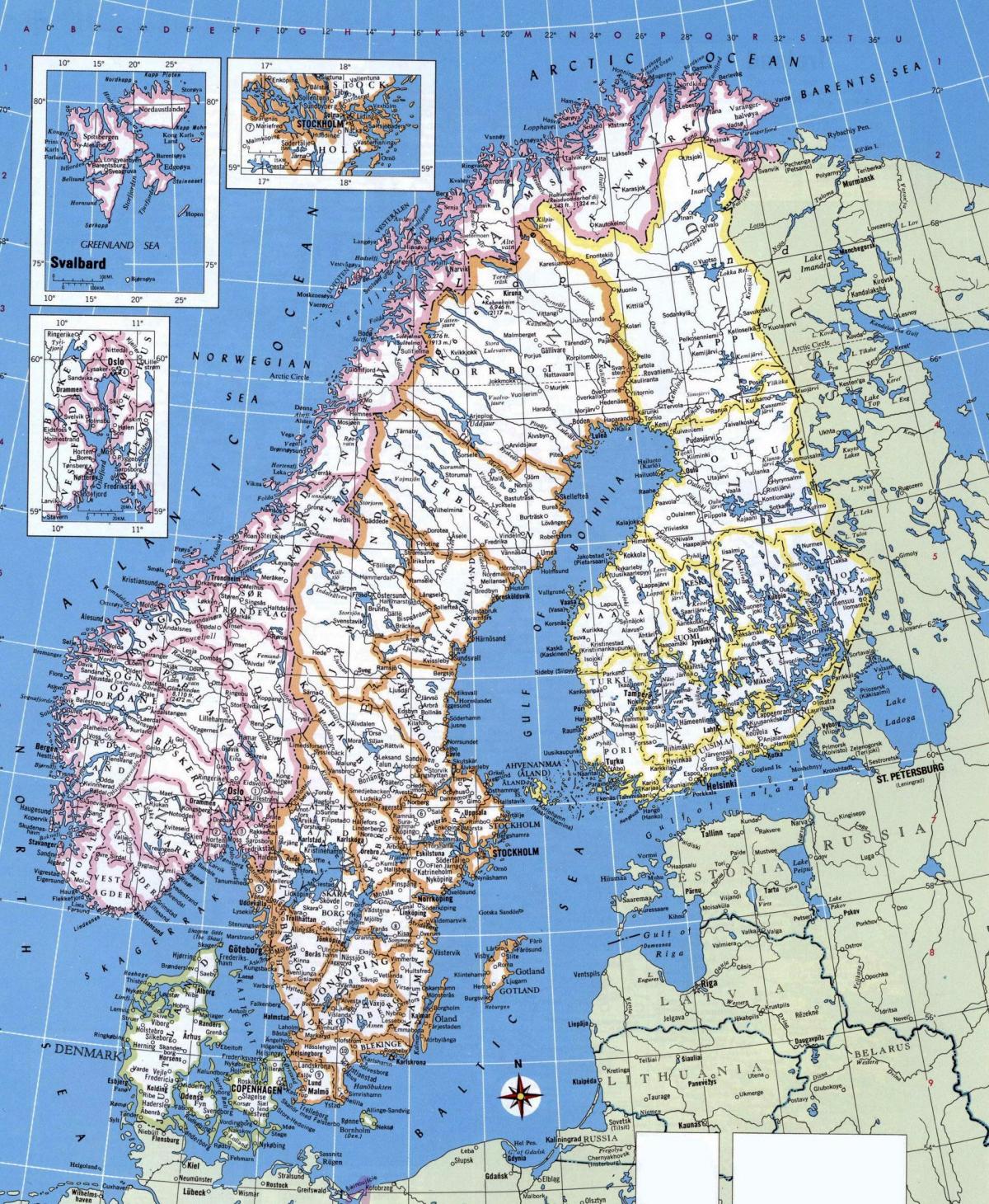 Térkép részletes Norvégia