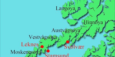 Lofoten-szigetek Norvégia térkép