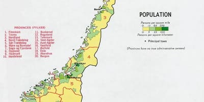 Norvégia lakossága térkép