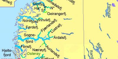 Térkép Norvégia mutatja fjordok
